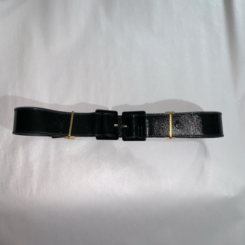 SAINT LAURENT size L black crinkle patent belt - Picture 6 of 11